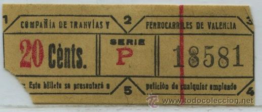 Collectables Transport Tickets: GSC 185 VALENCIA - DE TRANVIAS DE VALENCIA