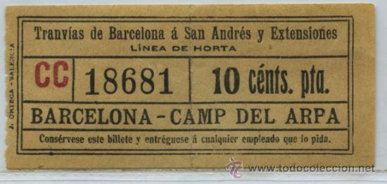 Collectables Transport Tickets: (F10//3) GSC 186 SAYEX - BILLETE TRANVIAS DE BARCELONA A SAN ANDRES Y EXTENSIONES