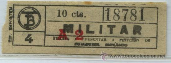 Collectables Transport Tickets: (F22//4) GSC 187 BCN - BILLETE MILITAR DE TRANVIAS DE BARCELONA