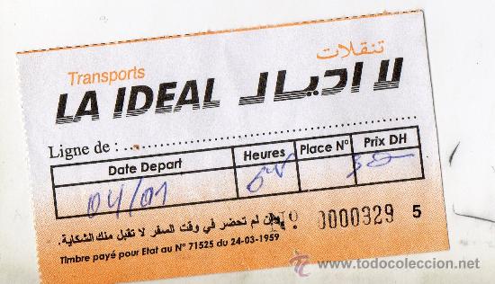 Coleccionismo Billetes de transporte: BILLETE DE AUTOBUS MARRUECOS .