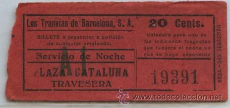 Collectionnisme Billets de transport: (F11//6) GSC 193 LTDB - BILLETE DE LOS TRANVIAS DE BARCELONA // EL TIPO DE BILLETE ES RARO