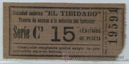 Collectionnisme Billets de transport: (F14//3) GSC 195 BCN - BILLETE DEL TRANVIA DEL TIBIDABO BARCELONA