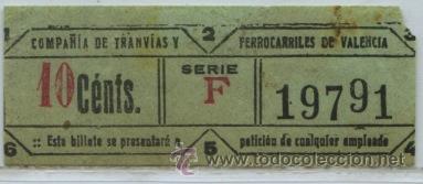 Collectionnisme Billets de transport: GSC 197 VALENCIA - DE TRANVIAS DE VALENCIA