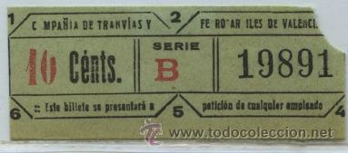 Collectionnisme Billets de transport: GSC 198 VALENCIA - DE TRANVIAS DE VALENCIA