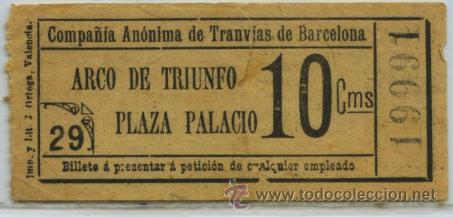 Collectionnisme Billets de transport: (F01//6 MINUSCULAS ) GSC 199 BCN - BILLETE DE COMPA&Ntilde;IA ANONIMA DE TRANVIAS DE BARCELONA