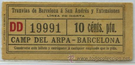 Collectionnisme Billets de transport: (F10//3) GSC 199 SAYEX - BILLETE TRANVIAS DE BARCELONA A SAN ANDRES Y EXTENSIONES