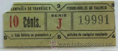 Collectionnisme Billets de transport: GSC 199 VALENCIA - TRANVIAS DE VALENCIA