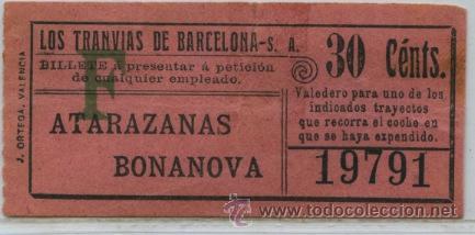 Collectionnisme Billets de transport: (F11//5) GSC 197 LTDB - BILLETE DE LOS TRANVIAS DE BARCELONA