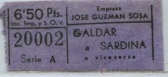 Collectionnisme Billets de transport: GSC 200 BILLETE DE AUTOBUS DE GALDANAR A SARDINA