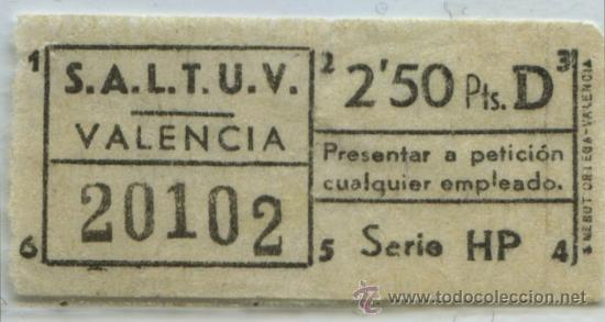 Collectionnisme Billets de transport: GSC 201 VALENCIA - DE TRANVIAS DE VALENCIA