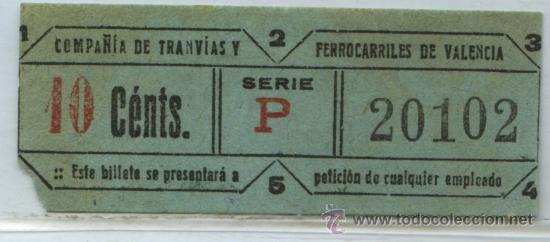 Collectionnisme Billets de transport: GSC 201 VALENCIA - DE TRANVIAS DE VALENCIA