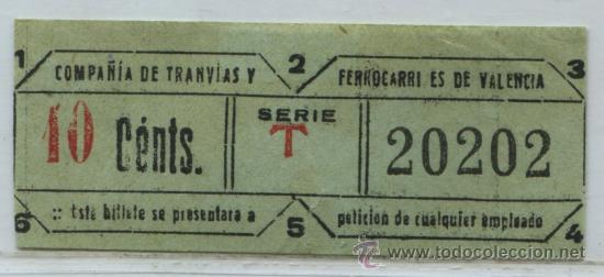 Collectionnisme Billets de transport: GSC 202 VALENCIA - DE TRANVIAS DE VALENCIA