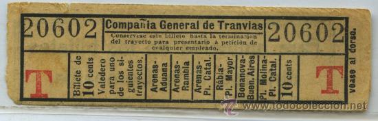 Collectionnisme Billets de transport: (F06//6) GSC 206 CGT - BILLETE DE COMPA&Ntilde;IA GENERAL DE TRANVIAS BARCELONA // VER DORSO
