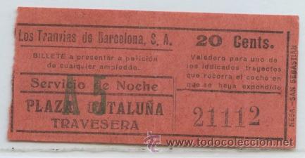 Collectionnisme Billets de transport: (F11//6) GSC 211 LTDB - BILLETE DE LOS TRANVIAS DE BARCELONA