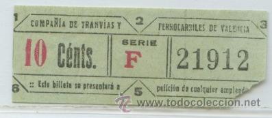 Collectionnisme Billets de transport: GSC 219 VALENCIA - BILLETE DE TRANVIAS DE VALENCIA