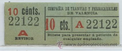 Collectionnisme Billets de transport: GSC 221 VALENCIA - BILLETE DE TRANVIAS DE VALENCIA