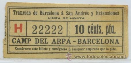 Collectionnisme Billets de transport: (F10//3) GSC 222 SAYEX - BILLETE DE TRANVIAS DE BARCELONA A SAN ANDRES Y EXTENSIONES