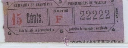 Coleccionismo Billetes de transporte: GSC 222 VALENCIA - BILLETE DE TRANVIAS DE VALENCIA