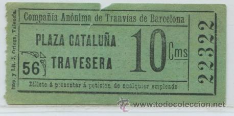 Coleccionismo Billetes de transporte: (F01//6 MINUSCULAS ) GSC 223 BCN - BILLETE DE COMPA&Ntilde;IA ANONIMA DE TRANVIAS DE BARCELONA// 1900