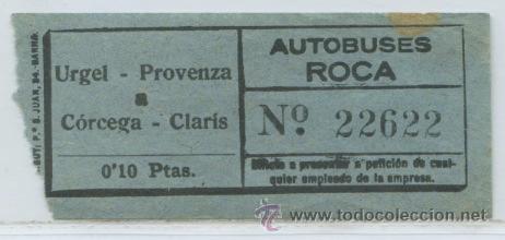 Coleccionismo Billetes de transporte: (F25//9) GSC 226 BCN - BILLETE DE AUTOBUSES ROCA BARCELONA // TIPO ANCHO // IMPRESOR PUJAGUT