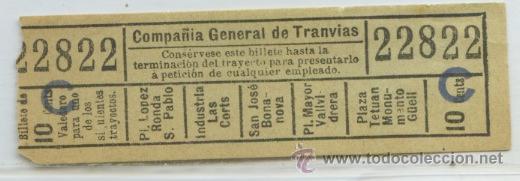 Coleccionismo Billetes de transporte: (F06//6) GSC 228 CGT - BILLETE DE COMPA&Ntilde;IA GENERAL DE TRANVIAS DE BARCELONA