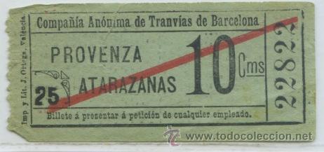 Coleccionismo Billetes de transporte: (F01//6 MINUSCULAS ) GSC 228 BCN - BILLETE DE COMPA&Ntilde;IA ANONIMA DE TRANVIAS DE BARCELONA // 1900