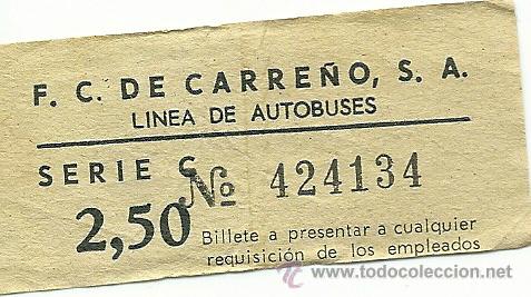 Coleccionismo Billetes de transporte: BILLETE AUTOBUS, EMPRESA CARRE&Ntilde;O, 2,50 PTS., ASTURIAS, A&Ntilde;OS 70
