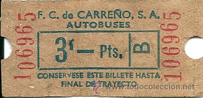 Coleccionismo Billetes de transporte: BILLETE AUTOBUS, EMPRESA CARRE&Ntilde;O, 3 PTS., ASTURIAS, A&Ntilde;OS 70