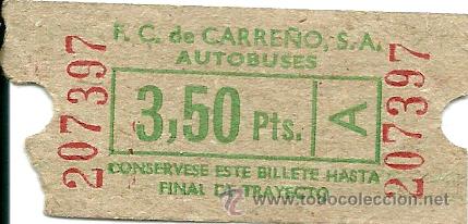 Coleccionismo Billetes de transporte: BILLETE AUTOBUS, EMPRESA CARRE&Ntilde;O, 3,50 PTS., ASTURIAS, A&Ntilde;OS 70