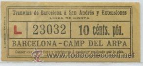 Coleccionismo Billetes de transporte: (F10//3) GSC 230 SAYEX - BILLETE DE TRANVIAS DE BARCELONA A SAN ANDRES Y EXTENSIONES