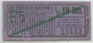 Coleccionismo Billetes de transporte: (F11//5) GSC 234 LTDB - BILLETE DE LOS TRANVIAS DE BARCELONA // VER DORSO
