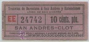 Collectionnisme Billets de transport: (F10//3) GSC 247 SAYEX - BILLETE TRANVIAS DE BARCELONA A SAN ANDRES Y EXTENSIONES