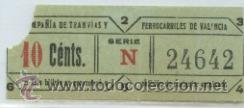 Colecionismos Bilhetes de Transporte: GSC 246 VALENCIA - BILLETE TRANVIAS DE VALENCIA