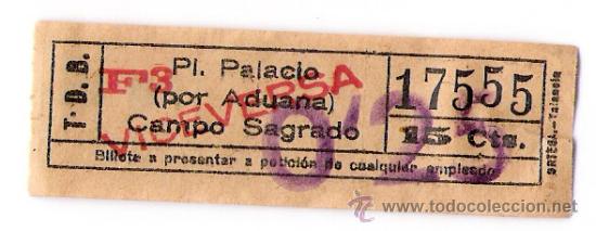 Coleccionismo Billetes de transporte: T.D.B. - PL.PALAU(PER DUANA) CAMP SAGRAT  .  EN CATALAN Y DORSO CASTELLANO  -25 CTS.