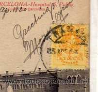 Collectables Transport Tickets: Marca de Tranvia de Barcelona sobre tarjeta postal. Barcelona 18 Hospital S Pablo.