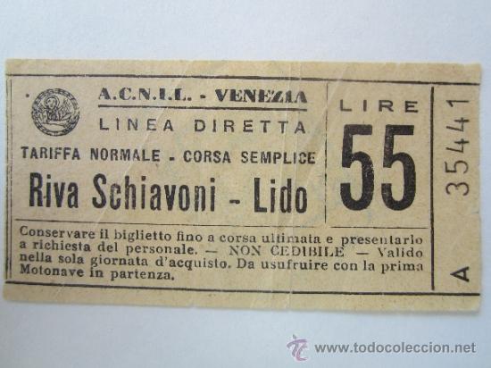Colecionismos Bilhetes de Transporte: antiguo billete de motonave inpartenza . a.c.n.i.l. venezia , ver reverso