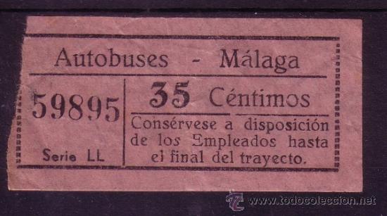 Coleccionismo Billetes de transporte: BILLETE DE AUTOBUS - AUTOBUSES - MALAGA - 35 CM  CAPICUA N&ordm; 59895