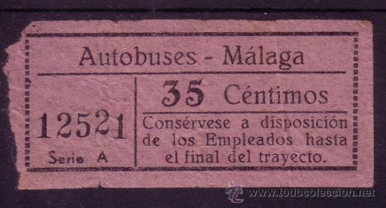 Coleccionismo Billetes de transporte: BILLETE DE AUTOBUS - AUTOBUSES - MALAGA - 35 CM  CAPICUA N&ordm; 12521