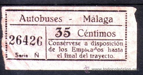 Coleccionismo Billetes de transporte: BILLETE DE AUTOBUS - AUTOBUSES MALAGA - 35 CM  N&ordm; 26426