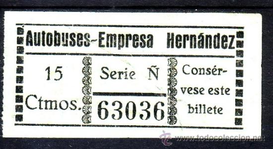 Coleccionismo Billetes de transporte: BILLETE DE AUTOBUS - AUTOBUSES EMPRESA HERNANDEZ -  MALAGA - 15 CM - CAPICUA N&ordm; 63036