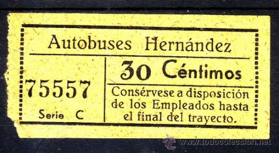 Coleccionismo Billetes de transporte: BILLETE DE AUTOBUS - AUTOBUSES EMPRESA HERNANDEZ -  MALAGA - 30 CM - CAPICUA N&ordm; 75557