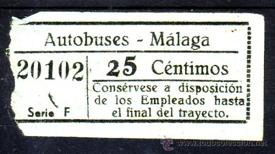 Coleccionismo Billetes de transporte: BILLETE DE AUTOBUS - AUTOBUSES EMPRESA HERNANDEZ -  MALAGA - 25 CM - CAPICUA N&ordm; 20102