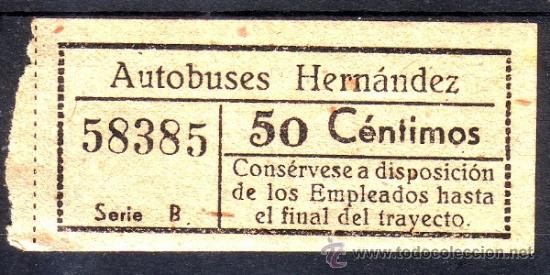 Coleccionismo Billetes de transporte: BILLETE DE AUTOBUS - AUTOBUSES EMPRESA HERNANDEZ -  MALAGA - 50 CM - CAPICUA N&ordm; 58385
