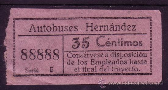 Coleccionismo Billetes de transporte: BILLETE DE AUTOBUS - AUTOBUSES EMPRESA HERNANDEZ -  MALAGA - 35 CM - CAPICUA N&ordm; 88888