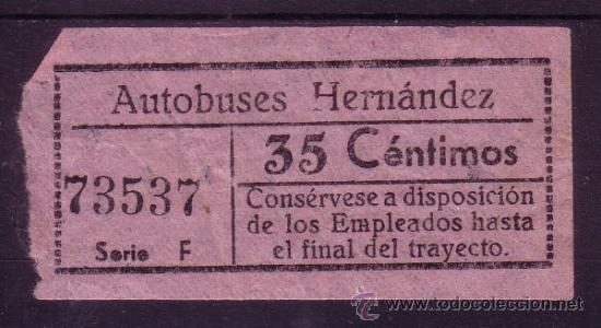 Coleccionismo Billetes de transporte: BILLETE DE AUTOBUS - AUTOBUSES EMPRESA HERNANDEZ -  MALAGA - 35 CM - CAPICUA N&ordm; 73537