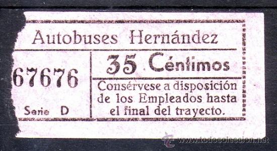 Coleccionismo Billetes de transporte: BILLETE DE AUTOBUS - AUTOBUSES EMPRESA HERNANDEZ -  MALAGA - 35 CM - CAPICUA N&ordm; 67676