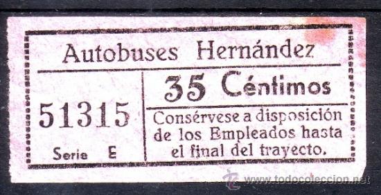 Coleccionismo Billetes de transporte: BILLETE DE AUTOBUS - AUTOBUSES EMPRESA HERNANDEZ -  MALAGA - 35 CM - CAPICUA N&ordm; 51315