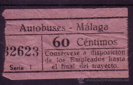 Coleccionismo Billetes de transporte: BILLETE DE AUTOBUS - AUTOBUSES - MALAGA - 60 CM  CAPICUA N&ordm; 32623