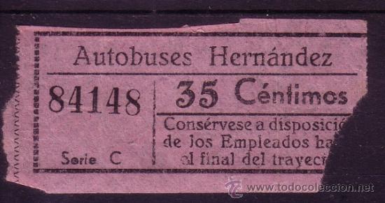 Coleccionismo Billetes de transporte: BILLETE DE AUTOBUS - AUTOBUSES EMPRESA HERNANDEZ -  MALAGA - 35 CM - CAPICUA N&ordm; 84148