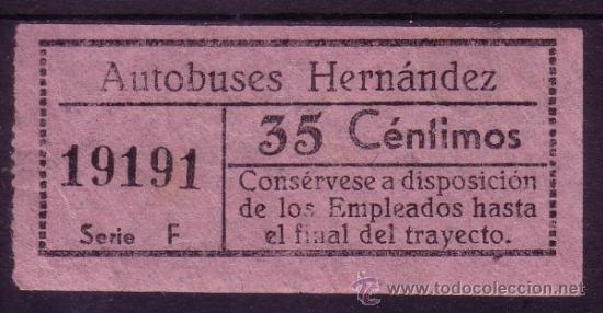 Coleccionismo Billetes de transporte: BILLETE DE AUTOBUS - AUTOBUSES EMPRESA HERNANDEZ -  MALAGA - 50 CM - CAPICUA N&ordm; 19191